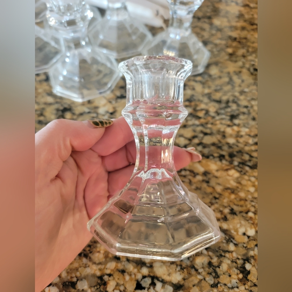 Elegant Clear Glass Candle Holder, Set Of 10